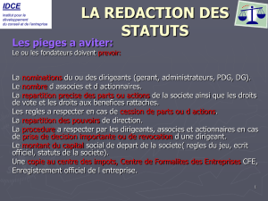 LA REDACTION DES STATUTS