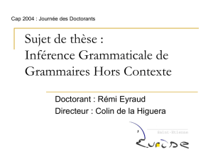Sujet : Inférence Grammaticale de Grammaires Hors Contexte