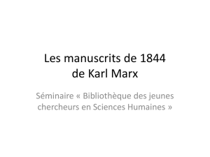 Les mansucrits de 1844 de Karl Marx