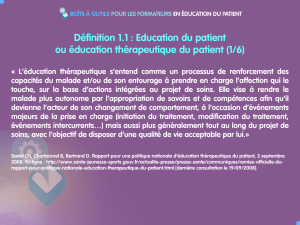 Slide 1.1 : éducation du patient ou éducation thérapeutique