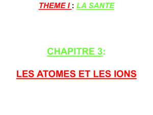 chapitre 3: les atomes et les ions theme i : la sante i