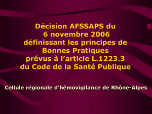 Décision AFSSAPS du 6 novembre 2006 définissant les principes