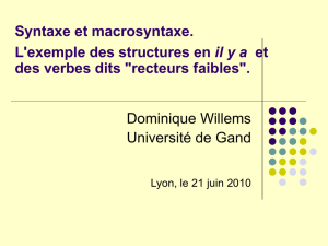 Syntaxe et macrosyntaxe. L`exemple des structures en il y a et des