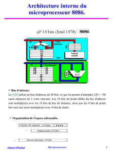 Architecture interne du microprocesseur 8086.