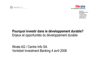 Pourquoi investir dans le développement durable?