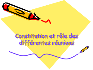 Constitution et rôle des différentes réunions