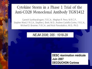 Suntharalingam G et al. Cytokine storm in a phase 1 trial of the anti