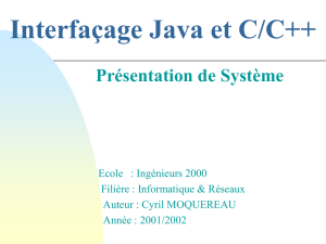 Interfaçage Java et C/C++ Présentation de Système