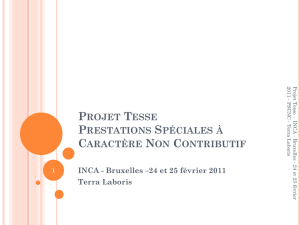 Projet Tesse - - INCA - Bruxelles – Prestations Spéciales à