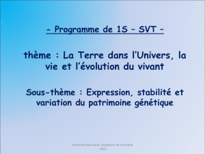 - Programme de 1S – SVT – thème : La Terre dans l`Univers, la vie