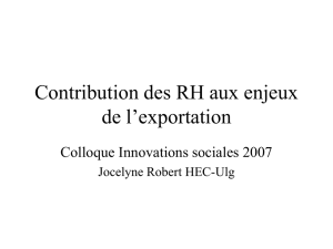Contribution des RH aux enjeux de l`exportation