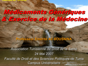 le medicament - Association Tunisienne de Droit de la Santé