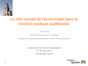 Le rôle conseil de l`économiste dans la fonction publique québécoise