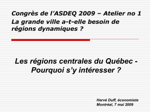 Les régions centrales du Québec - Association des économistes