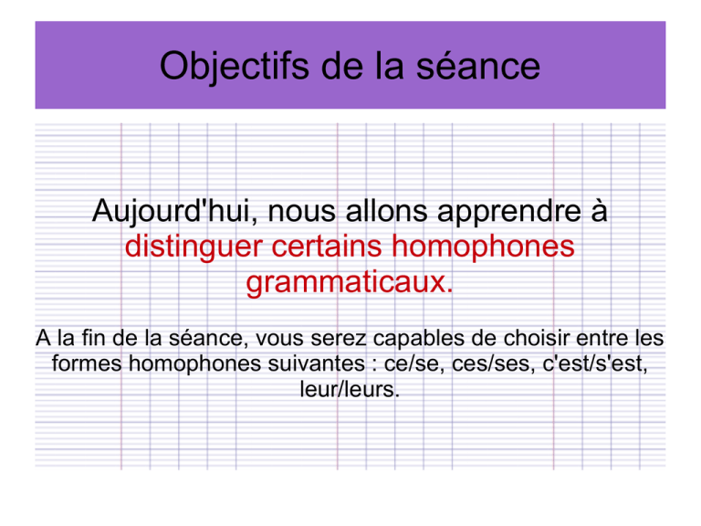 Les Homophones Grammaticaux