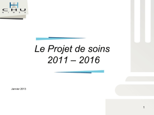 Le Projet de soins 2011 – 2016