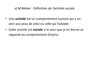 a) M.Weber : Définition de l`activité sociale