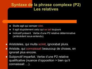 Syntaxe de la phrase les P2 relatives