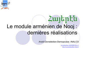 La morphologie de l`arménien occidental pour Nooj