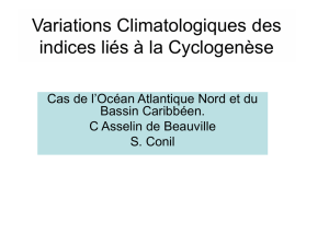 Variations Climatologiques des indices liés à la Cyclogenèse