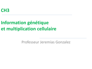 CH3 Information génétique et multiplication cellulaire