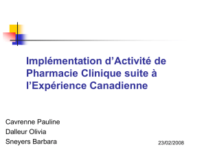 implémentation de l`expérience canadienne en pharmacie