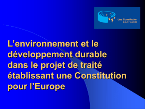 L`environnement et le développement durable dans le projet de