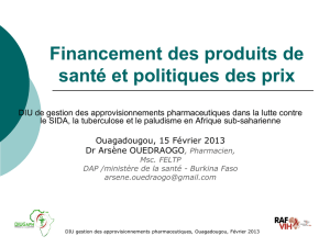 Financement des produits de santé et politiques des prix