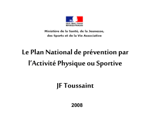 Le Plan National de prévention par l`Activité Physique ou Sportive