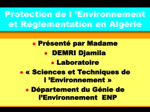 Protection de l `environnement et réglementation en Algérie