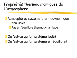 Propriétés thermodynamiques de l `atmosphère