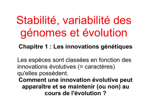 Stabilité, variabilité des génomes et évolution