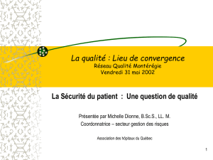 réflexions sur la gestion des risques en milieu hospitaliers