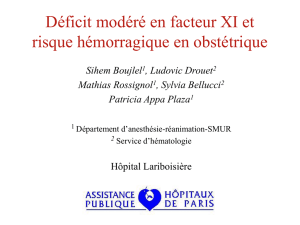 Déficit modéré en facteur XI