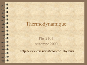 thermodynamique - Centre de recherches mathématiques