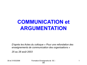 COMMUNICATION et ARGUMENTATION