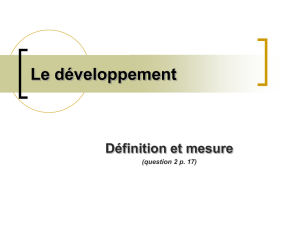 La mesure du développement : l`IDH