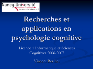 Recherches et applications en psychologie cognitive