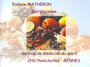 Evelyne MATHERON Diététicienne Service de médecine du sport