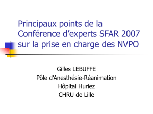 Conférence d`experts SFAR 2007 Prise en charge des NVPO