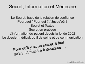 Secret, Information et Médecine