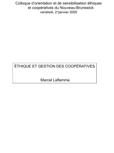 Éthique et gestion des coopératives