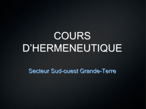COURS D`HERMENEUTIQUE