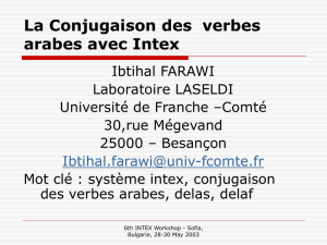La Conjugaison des verbes arabes avec Intex