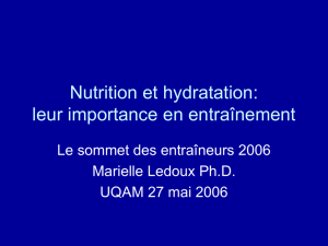 Nutrition et hydratation - Club de Patinage de Vitesse de Pointe