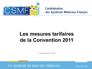 Les mesures tarifaires de la Convention 2011