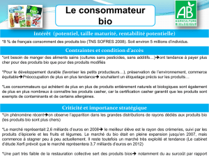 Le consommateur bio Intérêt (potentiel, taille maturité, rentabilité