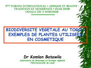 Exemple d`arbres, d`arbustes et herbes à usage cosmétique au Togo