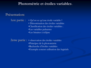 Etoiles variables et photométrie