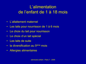 L`alimentation de l`enfant de 1 à 18 mois